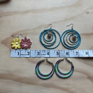 Mixed Fashion Earring Lot 3 unique pairs loops flowers jewels